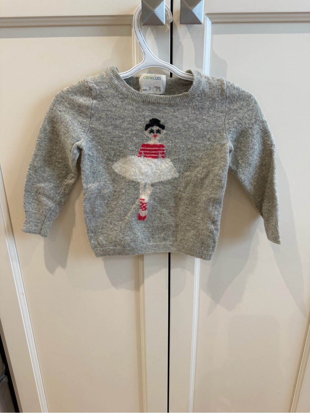 Crewcuts 3t Gray Sweater with Ballerina Intarsia